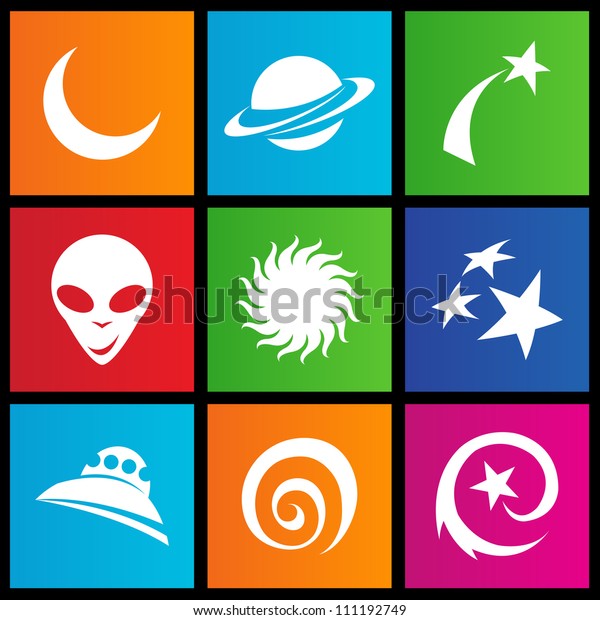 vector\
illustration of metro style space\
icons