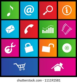 vector illustration of metro style web icons