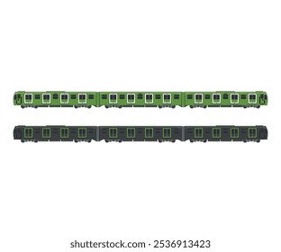 Vektorgrafik des in der grünen Linie der Mailänder U-Bahn (M3) verwendeten U-Bahn-Zugwagens.