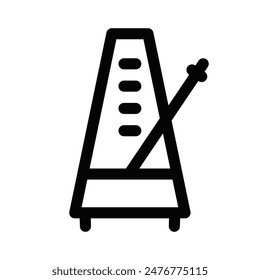 Vector illustration of a metronome icon in black and white, ideal for music and rhythm-related designs. Editable stroke.