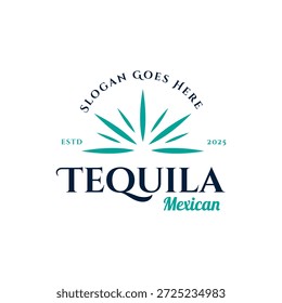 Vektorgrafik der mexikanischen Blue Agave Pflanze für Tequila Drink Vintage Label Logo Design