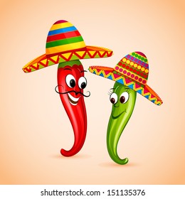 vector illustration of Mexican chili dancing