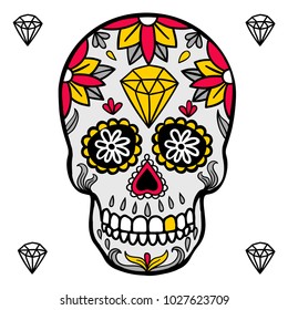 Vector illustration. Mexican Colorful skull.