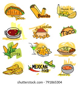 vector illustration of Mexican cuisine delicious food and starter