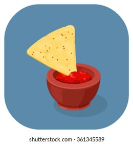 A Vector Illustration Of Mexican Cuisine, Tortilla Chips With Dipping Guacamole Sauce.
Tortilla Chip With Sauce Icon Illustration.
Mexican Food Concept.