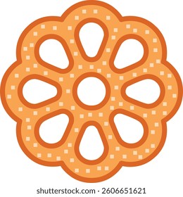 Vector illustration of a Mexican buñuelo, fried dough dessert made of flour and sugar, round and crispy. Traditional food.