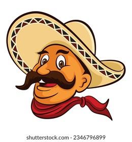 vector illustration of Mexican guy with sombrero, logo design cartoon mascot