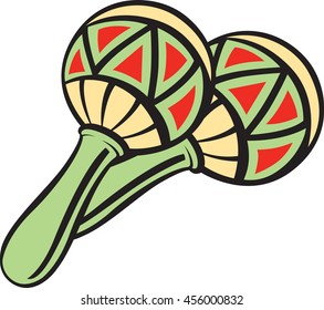 Vector illustration of mexican maracas isolated on white background.
