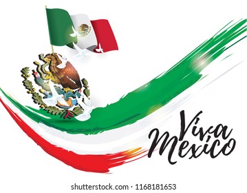 vector illustration. Mexican national holiday , Viva Mexico is celebrated on September 16. design graphics in symbolic colors. translation from Spanish: happy day of independence mexico