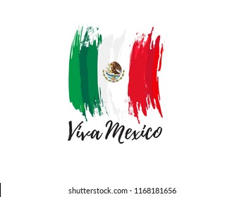 vector illustration. Mexican national holiday , Viva Mexico is celebrated on September 16. design graphics in symbolic colors. translation from Spanish: happy day of independence mexico