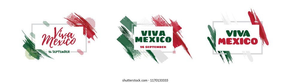 vector illustration. Mexican national holiday , Viva Mexico is celebrated on September 16. design graphics in symbolic colors. translation from Spanish: happy day of independence mexico