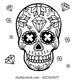 Vector illustration. Mexican skull.