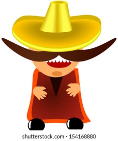 vector illustration of mexican in sombrero with a big mustache