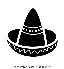 Vector illustration of a Mexican sombrero (hat) in black and white.