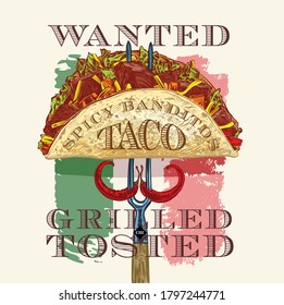 The vector illustration of the Mexican Taco