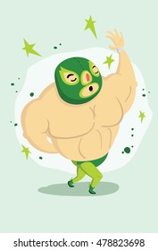 vector illustration of a Mexican wrestler.