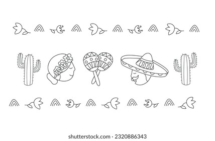 Ilustración vectorial méxico al estilo doodle.