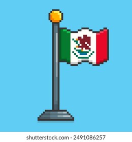 Vector Illustration of Mexico flag with Pixel Art Design, perfect for game assets themed designs