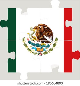 Vector illustration of Mexico Flag in puzzle isolated on white background