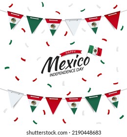 Vector Illustration of  Mexico Independence Day. Garland with the flag of Mexico
