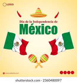 Vector illustration of Mexico Independence Day social media feed template