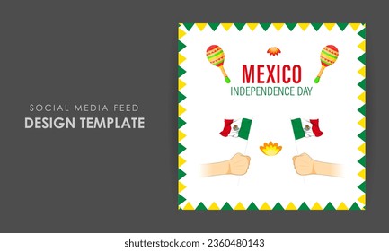 Vector illustration of Mexico Independence Day social media feed template