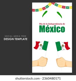 Vector illustration of Mexico Independence Day social media feed template