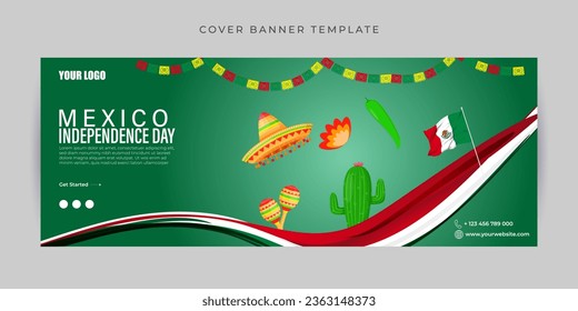 Vector illustration of Mexico Independence Day FB cover banner Template