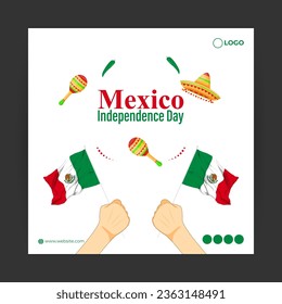 Vector illustration of Mexico Independence Day social media feed template