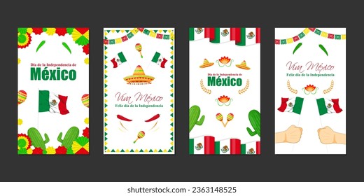 Ilustración vectorial de la plantilla de medios sociales del Día de la Independencia de México