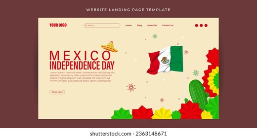 Vector illustration of Mexico Independence Day Website landing page banner Template