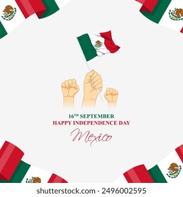 Vector illustration of Mexico Independence Day social media feed template