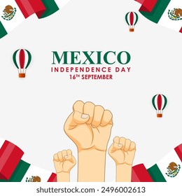 Vector illustration of Mexico Independence Day social media feed template
