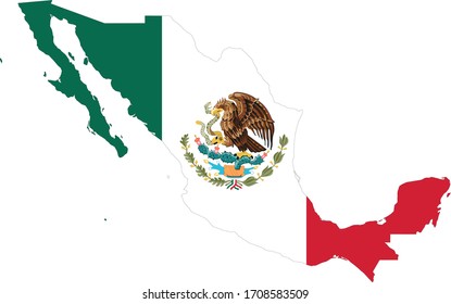 vector illustration of Mexico map with flag