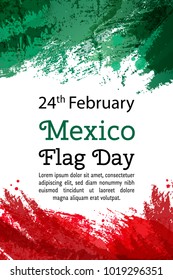 Vector illustration Mexico National Day  Mexican flag in trendy style  24 February Day Flag Mexico  Design template for poster  banner  flayer  greeting invitation card Independence day card 