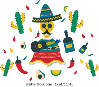 Vector  illustration mexico sombrero colorful design