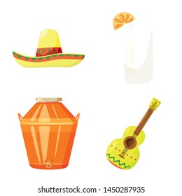 Vector illustration of Mexico and tequila icon. Set of Mexico and fiesta stock symbol for web.