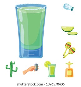 Vector illustration  Mexico and tequila sign. Set  Mexico and fiesta stock vector illustration.