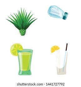 Vector illustration of Mexico and tequila sign. Set of Mexico and fiesta stock symbol for web.