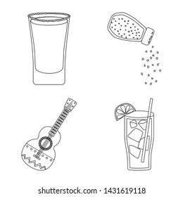 Vector illustration of Mexico and tequila symbol. Collection of Mexico and fiesta stock vector illustration.