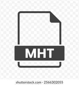 Vector illustration of MHT file in dark color and transparent background(PNG).