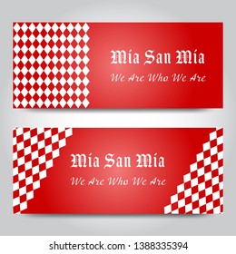 Vector illustration of Mia San Mia design banner, card, card, temple. The phrase Mia san Mia is FC Bayern Munich's motto which roughly translates to We are who we are.