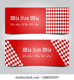 Vector illustration of Mia San Mia design banner, card, card, temple. The phrase Mia san Mia is FC Bayern Munich's motto which roughly translates to We are who we are.