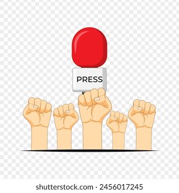 Vector illustration of mic with fist hands on transparent background