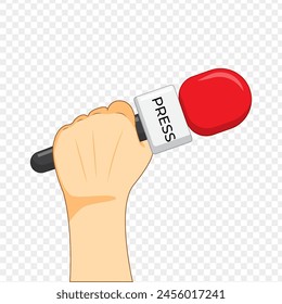 Vector illustration of mic in hand on transparent background