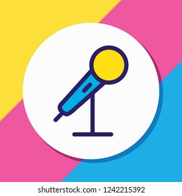 Vector illustration of mic icon colored line. Beautiful celebration element also can be used as microphone icon element.