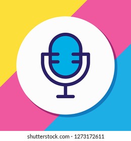Vector illustration of mic icon colored line. Beautiful holiday element also can be used as microphone icon element.