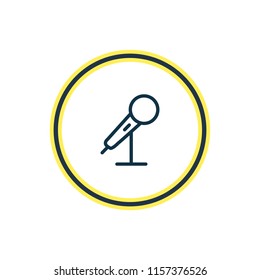 Vector illustration of mic icon line. Beautiful celebration element also can be used as microphone icon element.