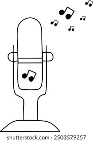 vector illustration of mic standing