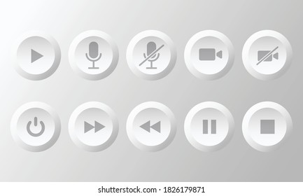 Ilustración vectorial del ícono de micrófono y video para silenciar, apagar y encender. Símbolo para aplicaciones móviles de comunicación y botón de diseño web. 
